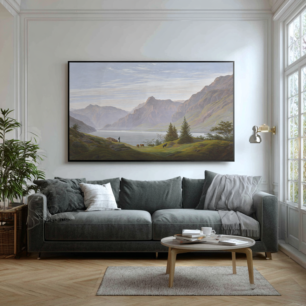 Landscape with Mountain Lake - Caspar David Friedrich - Premium Canvas 430g (gallery quality)