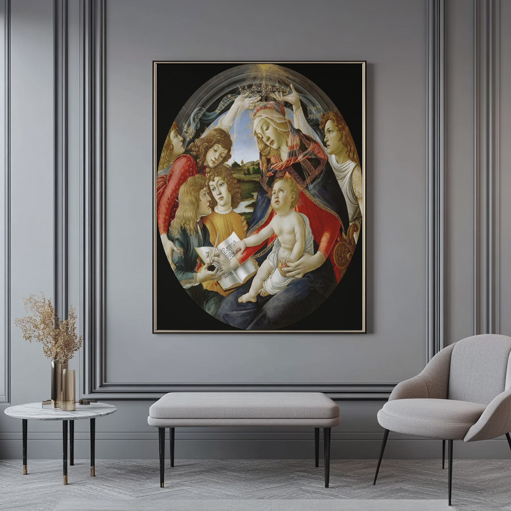 The Virgin of the Magnificat - Sandro Botticelli - Premium 430g Canvas (gallery quality)
