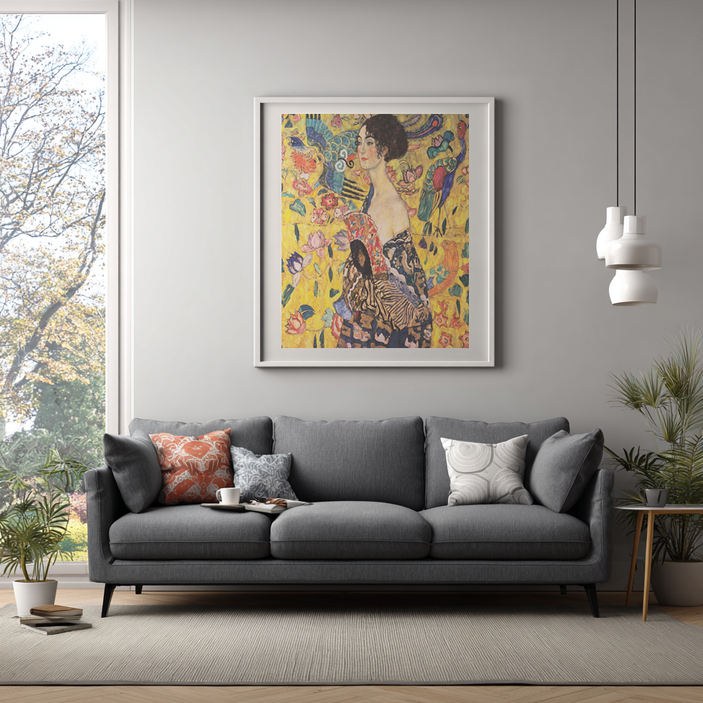 Woman with a Fan - Gustav Klimt - 430g Premium Canvas (Gallery Quality)