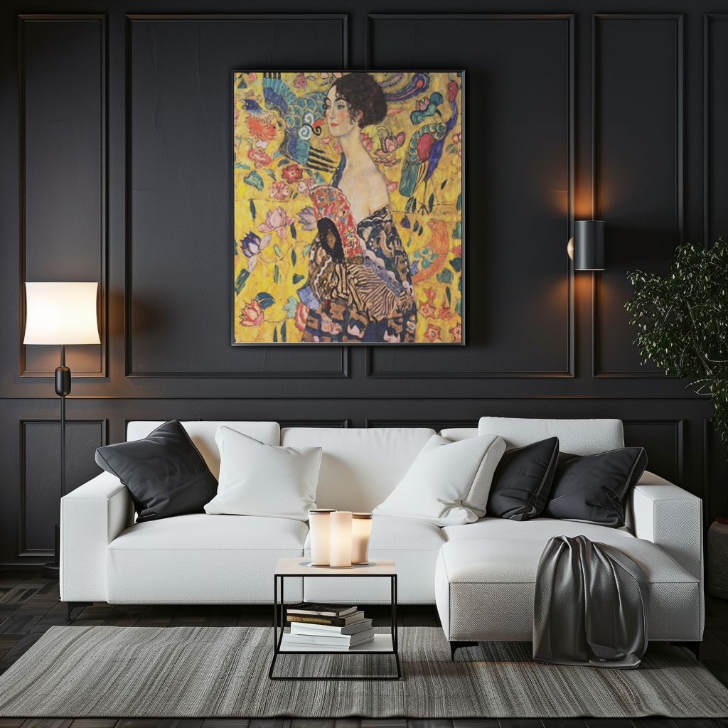 Woman with a Fan - Gustav Klimt - 430g Premium Canvas (Gallery Quality)