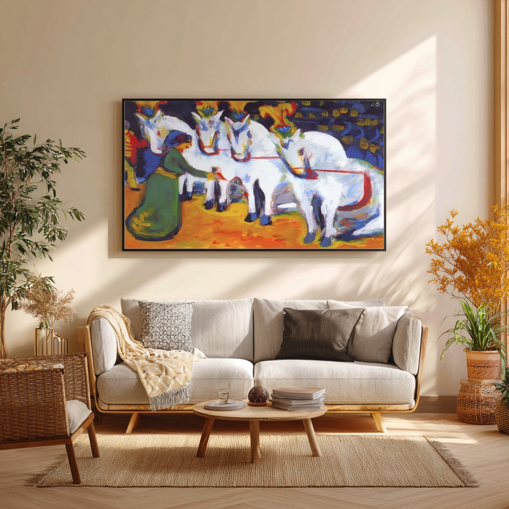Dressage de chevaux blancs - Ernst Ludwig Kirchner - Toile premium 430g (qualité galerie)