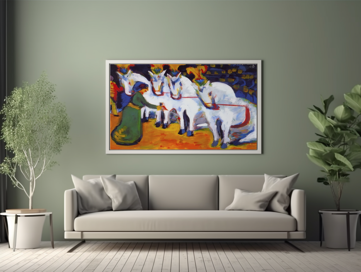 Dressage de chevaux blancs - Ernst Ludwig Kirchner - Toile premium 430g (qualité galerie)