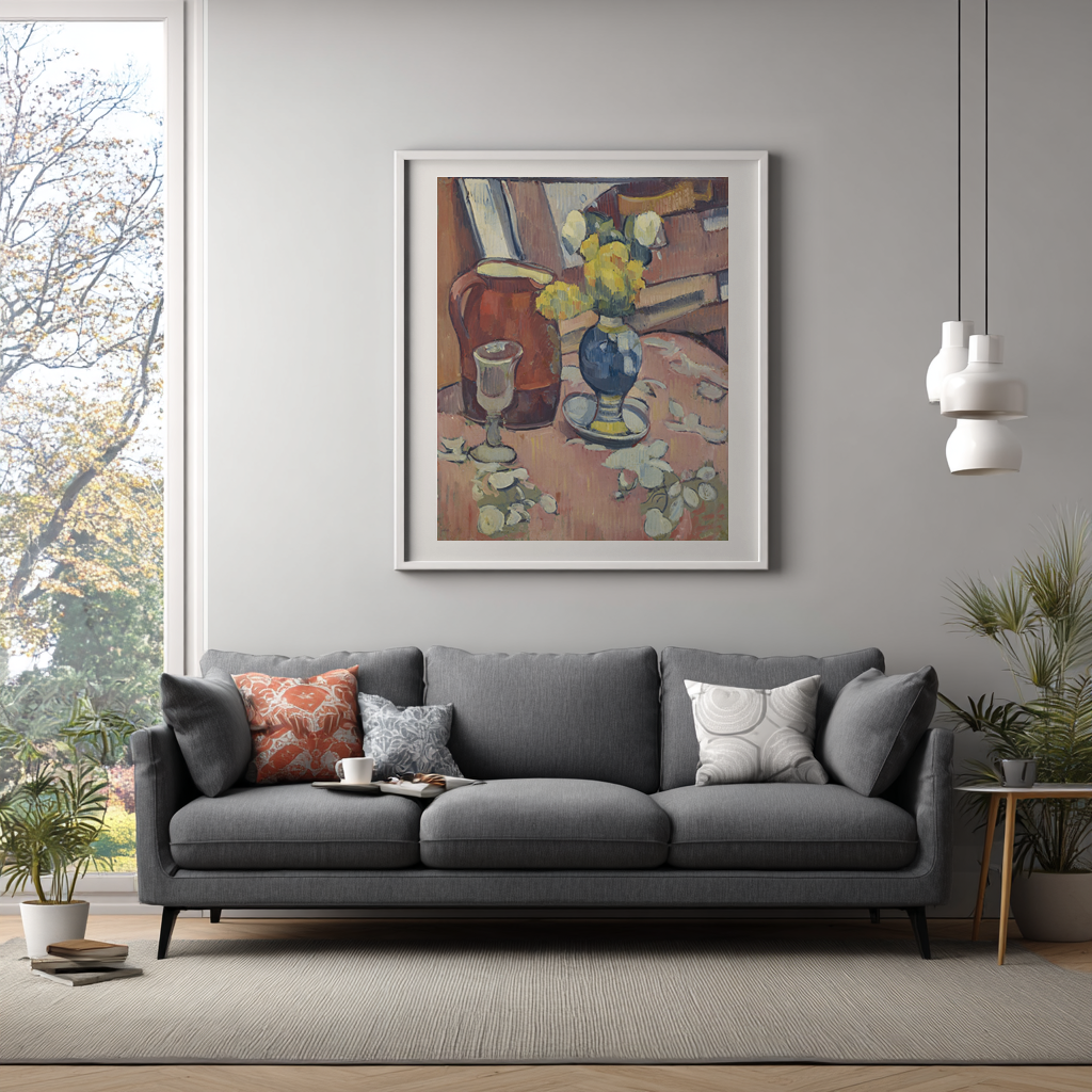 Still life with stoneware jug and glass - Emile Bernard - Premium canvas 430g (gallery quality)