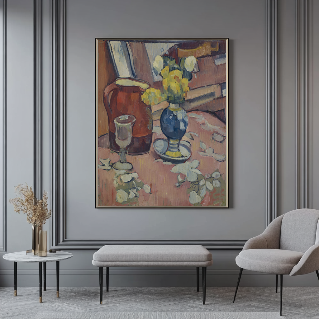 Nature morte avec pichet en grès et verre - Emile Bernard - Toile premium 430g (qualité galerie)