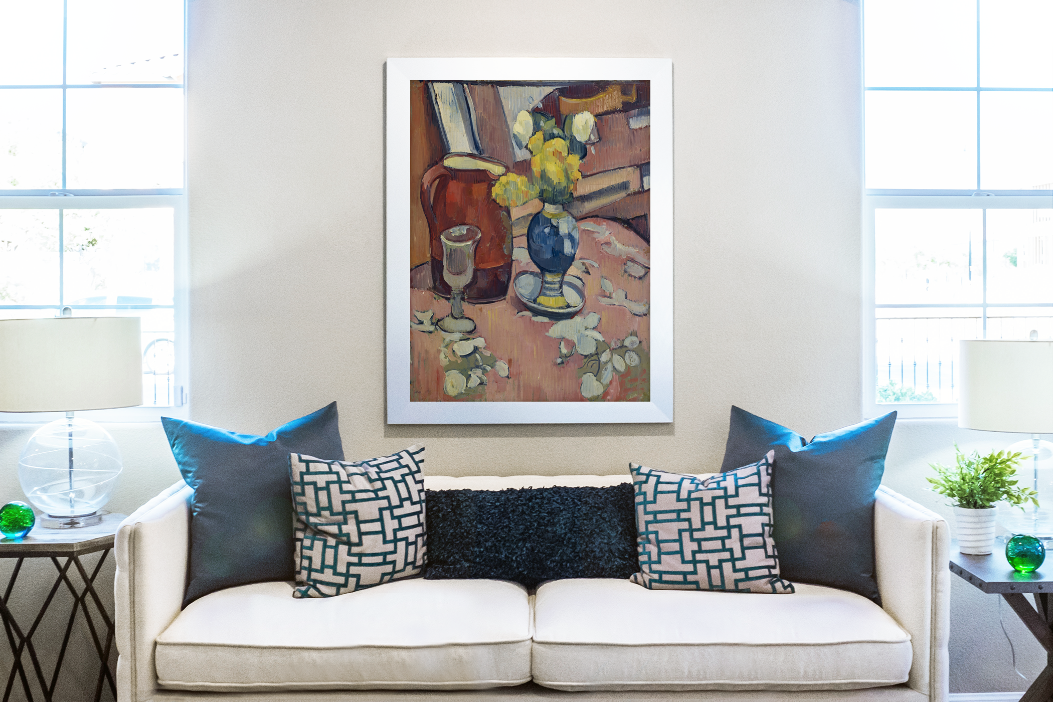 Still life with stoneware jug and glass - Emile Bernard - Premium canvas 430g (gallery quality)