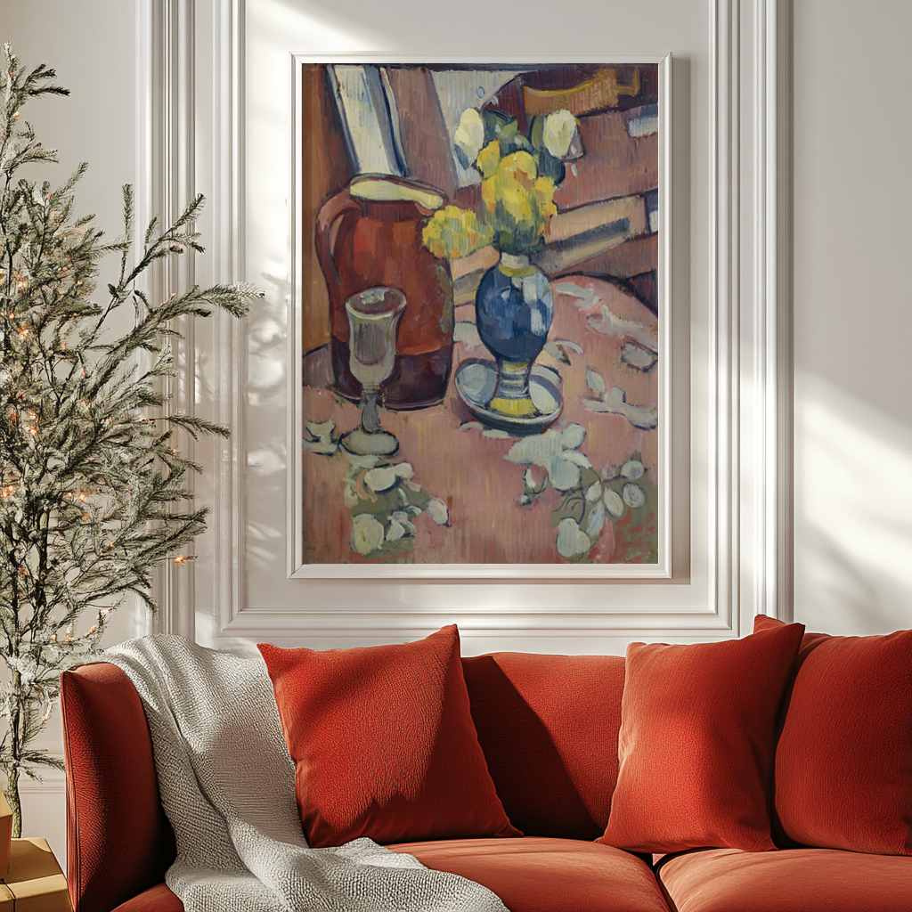 Nature morte avec pichet en grès et verre - Emile Bernard - Toile premium 430g (qualité galerie)