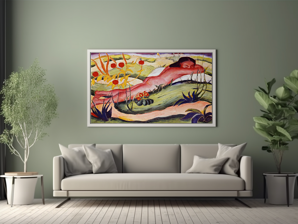 Nu couché parmi les fleurs - Franz Marc - Toile premium 430g (qualité galerie)