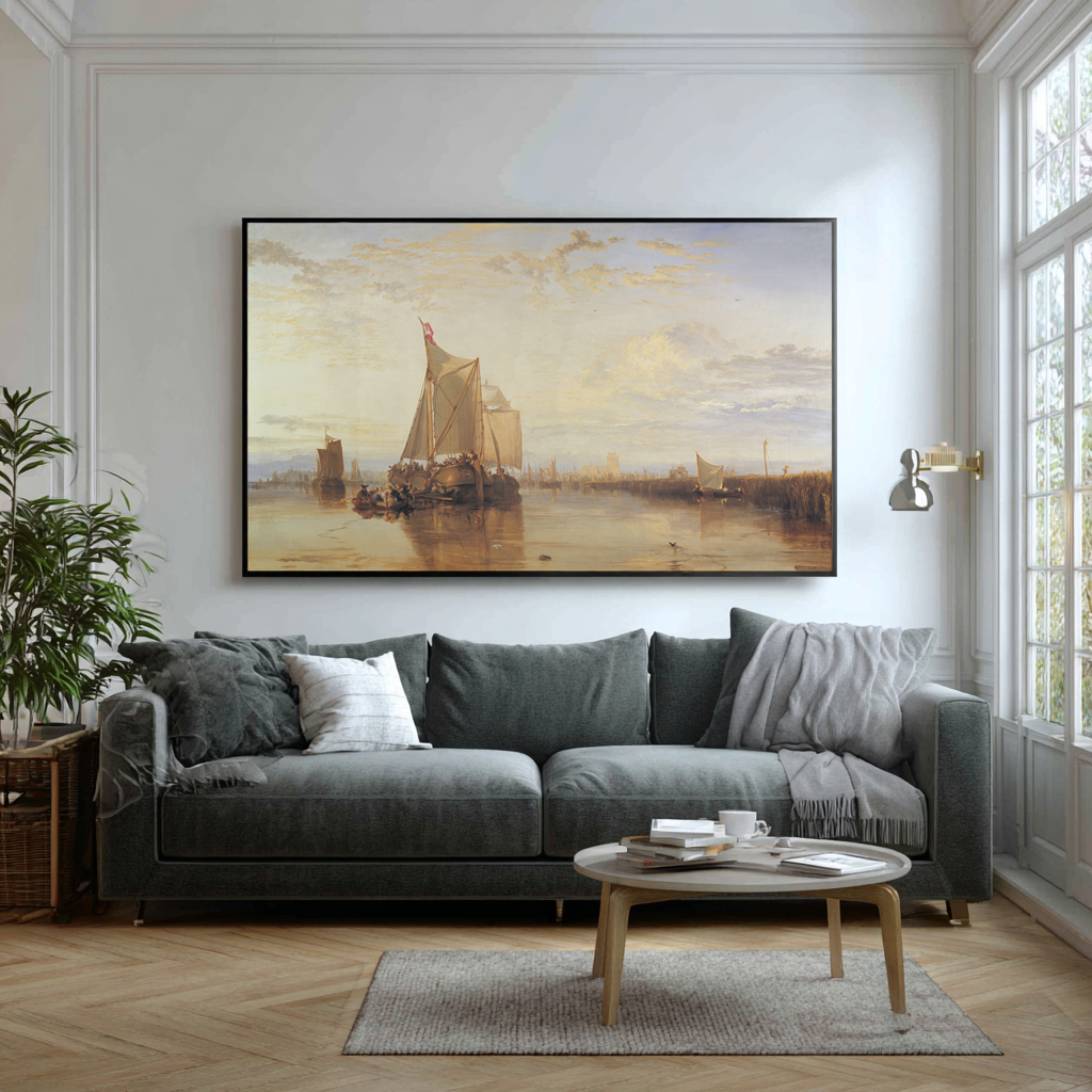 Dort or Dordrecht, The Dort Packet-Boat from Rotterdam Becalmed - Joseph Mallord William Turner - Premium Canvas 430g (gallery quality)