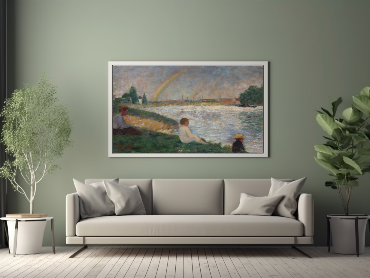 L'arc-en-ciel, étude pour les baigneurs à Asnières - Georges Seurat - Toile premium 430g (qualité galerie)