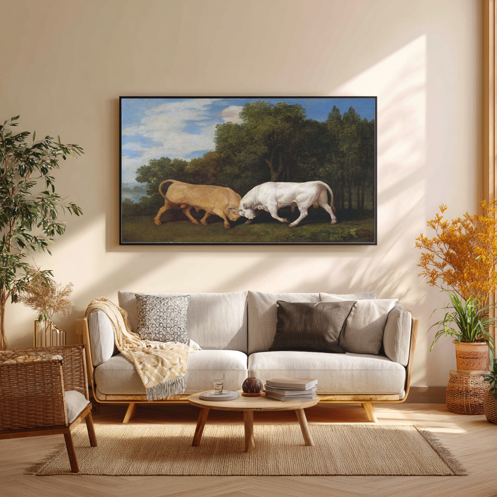 Taureaux se battant - George Stubbs - Toile premium 430g (qualité galerie)