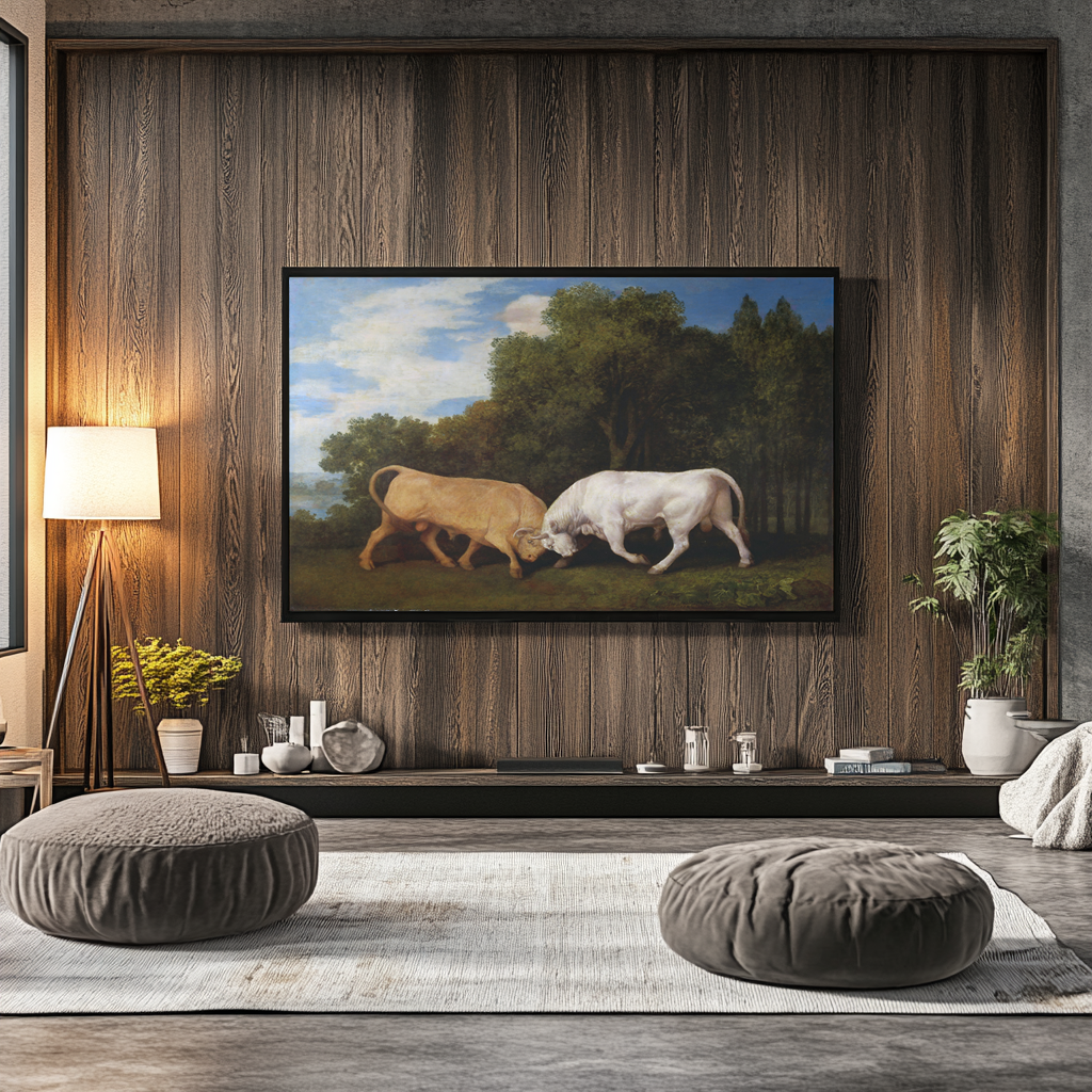 Taureaux se battant - George Stubbs - Toile premium 430g (qualité galerie)