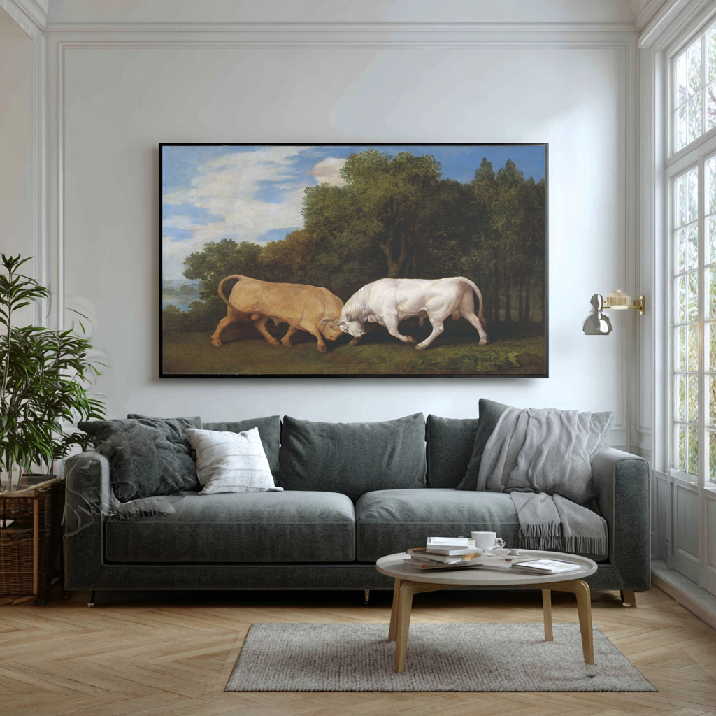 Taureaux se battant - George Stubbs - Toile premium 430g (qualité galerie)
