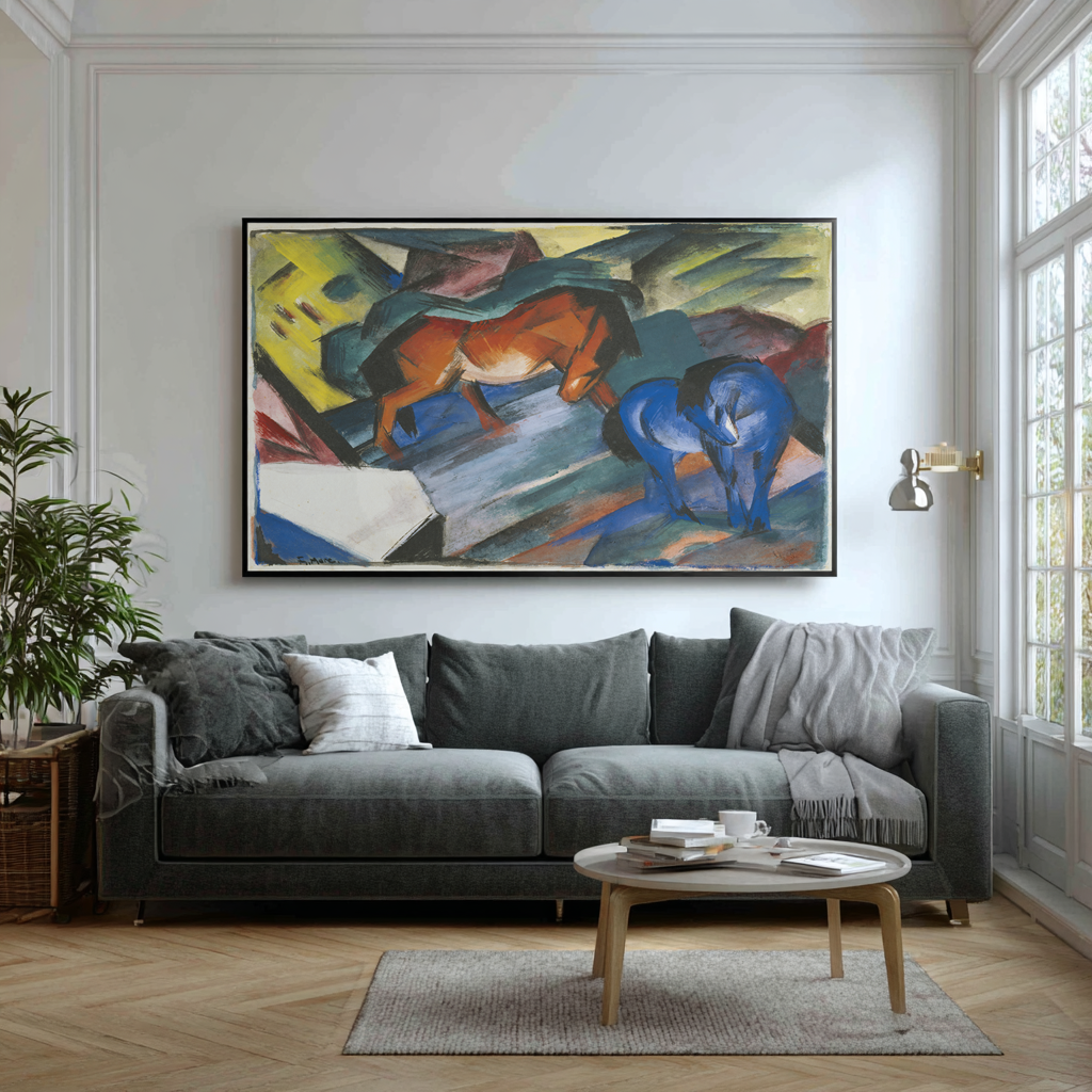 Red Horse and Blue Horse - Franz Marc - 430g premium canvas (gallery quality)