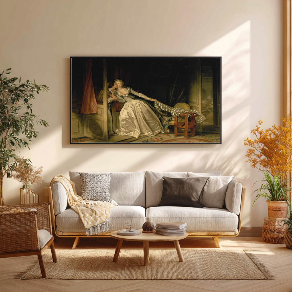 Le baiser volé - Jean-Honoré Fragonard - Toile premium 430g (qualité galerie)