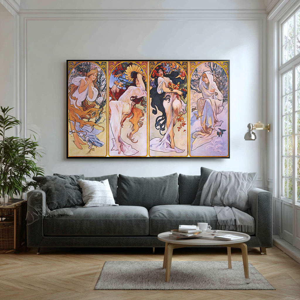 The Four Seasons - Alphonse Mucha - Premium canvas 430g (gallery quality)