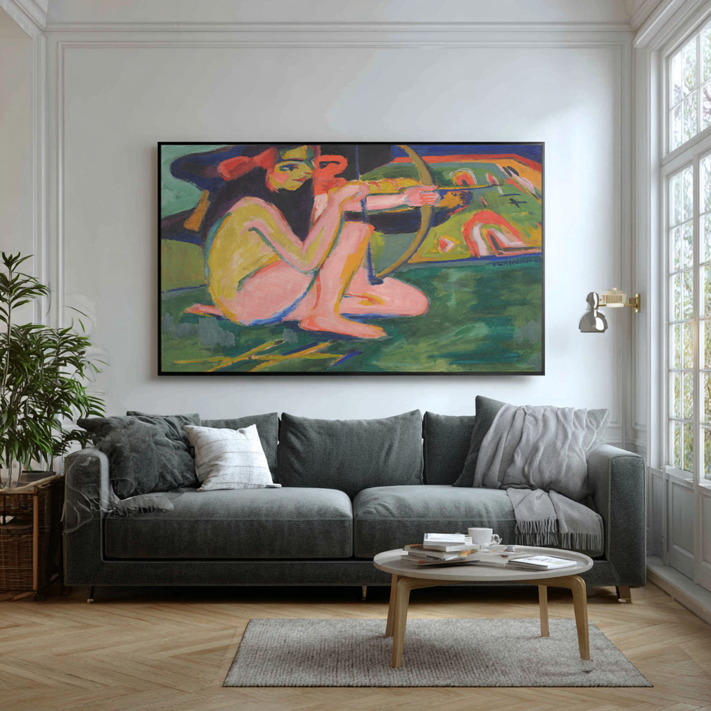 Franzi à l'arc et aux flèches - Ernst Ludwig Kirchner - Toile premium 430g (qualité galerie)