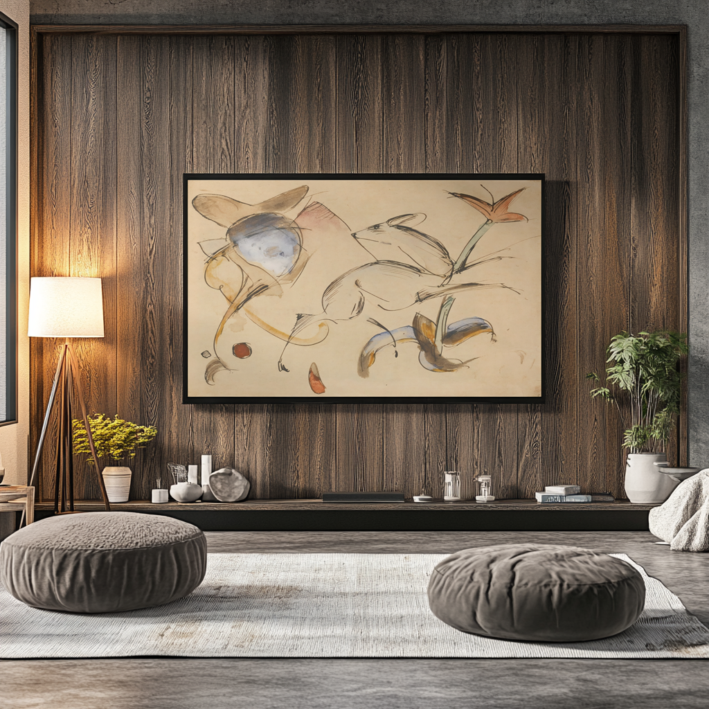 Cerf sautant parmi les fleurs - Franz Marc - Toile premium 430g (qualité galerie)