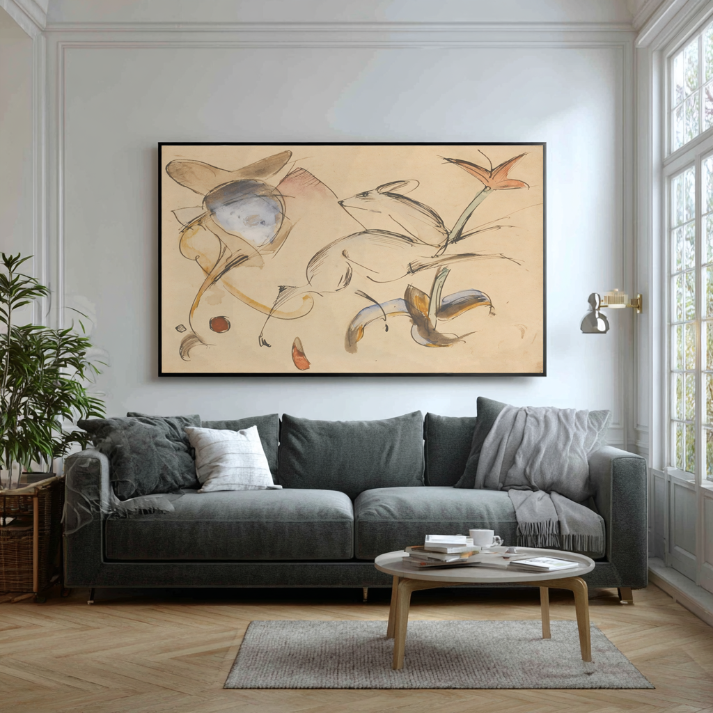 Deer Jumping in a Flower Meadow - Franz Marc - Premium Canvas 430g (gallery quality)