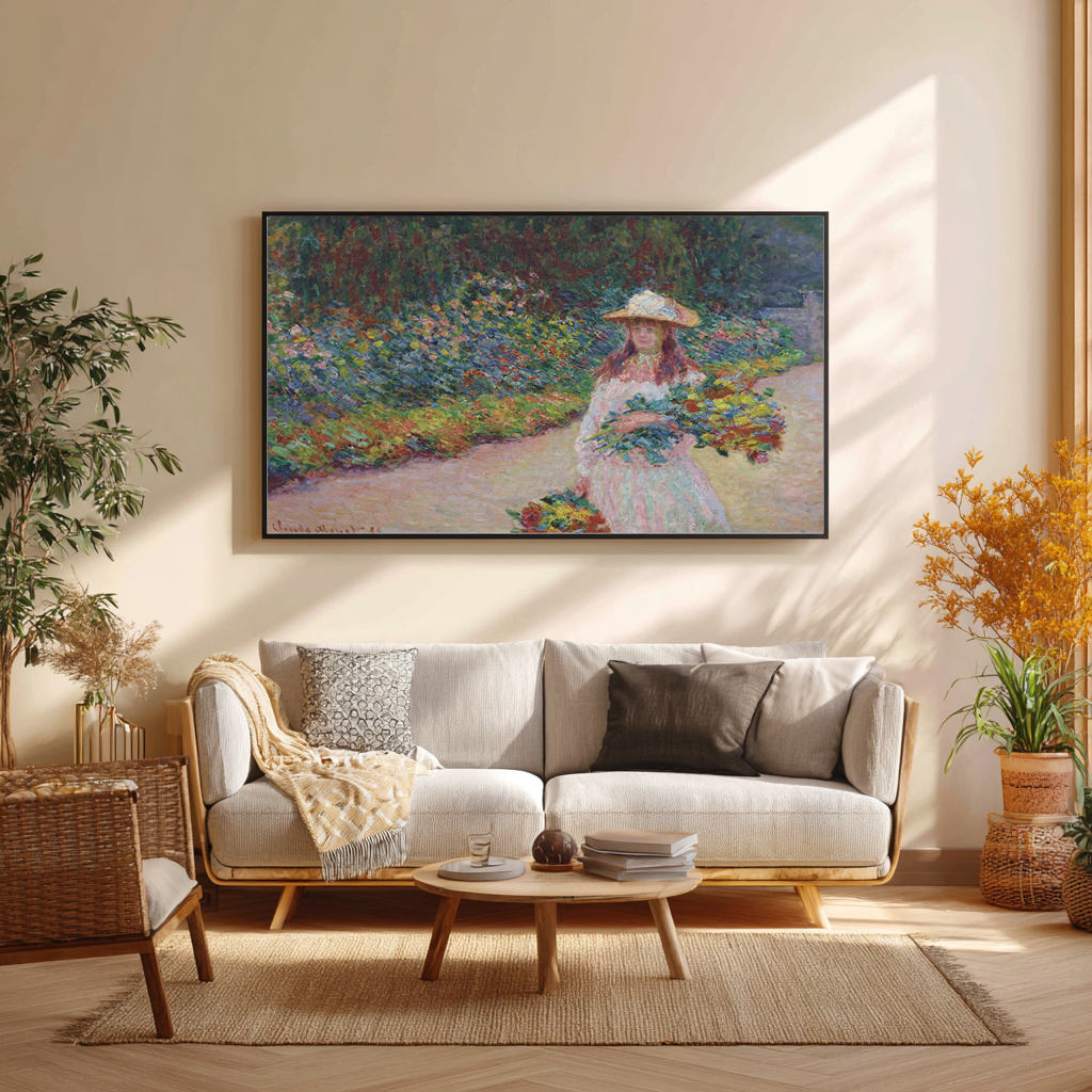 Young Woman in the Garden of Giverny - Claude Monet - Premium Canvas 430g (gallery quality)