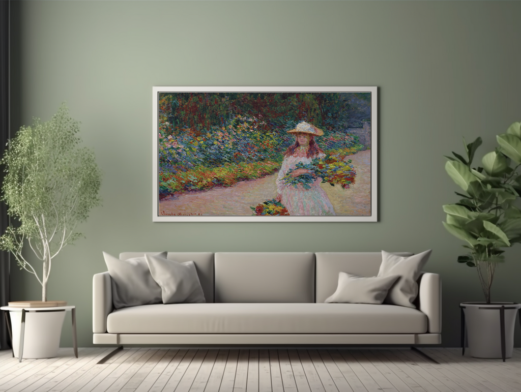 Young Woman in the Garden of Giverny - Claude Monet - Premium Canvas 430g (gallery quality)