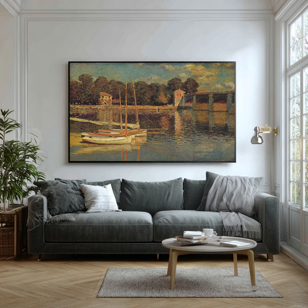 The Bridge at Argenteuil - Claude Monet - Premium 430g Canvas (Gallery Quality)