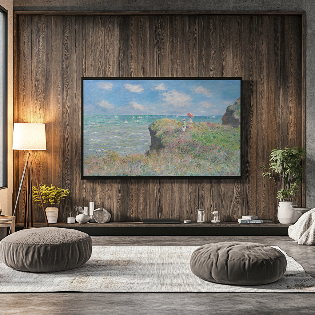 Promenade au sommet d'une falaise - Claude Monet - Toile premium 430g (qualité galerie)