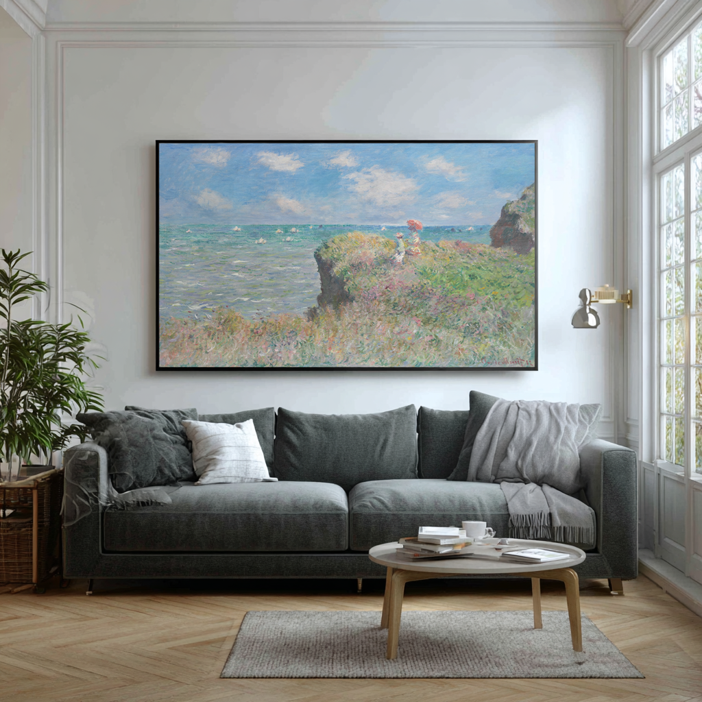 Cliff Walk at Pourville - Claude Monet - 430g Premium Canvas (Gallery Quality)