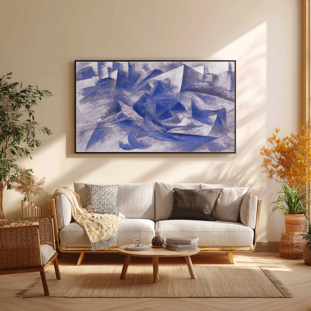 Cheval + Cavalier + Maisons - Umberto Boccioni - Toile premium 430g (qualité galerie)