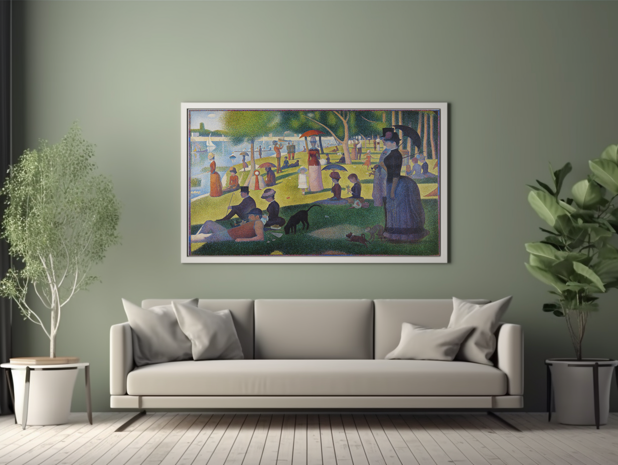 Un dimanche après-midi à l'île de la Grande Jatte - Georges Seurat - Toile premium 430g (qualité galerie)