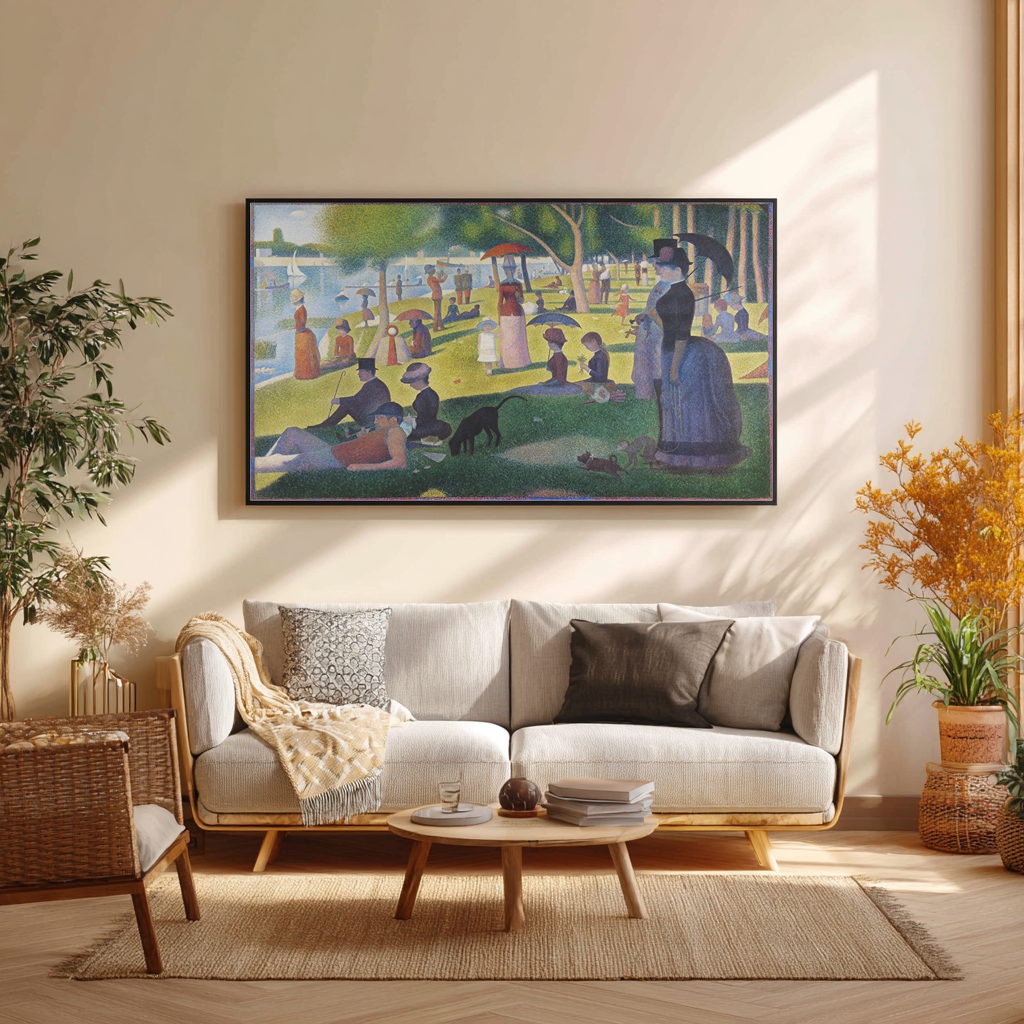 Un dimanche après-midi à l'île de la Grande Jatte - Georges Seurat - Toile premium 430g (qualité galerie)