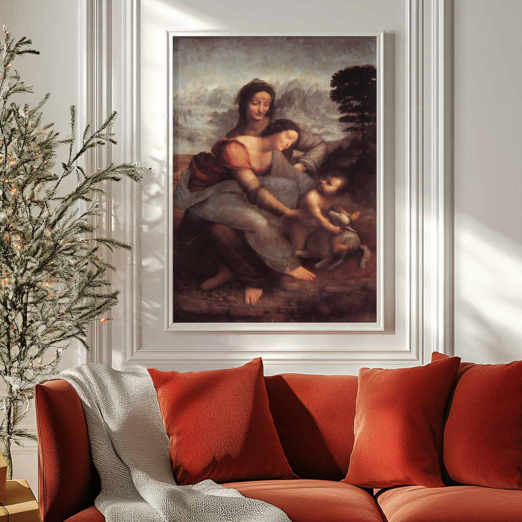 The Virgin and Child with Saint Anne - Leonardo da Vinci - Premium 430gsm canvas (gallery quality)