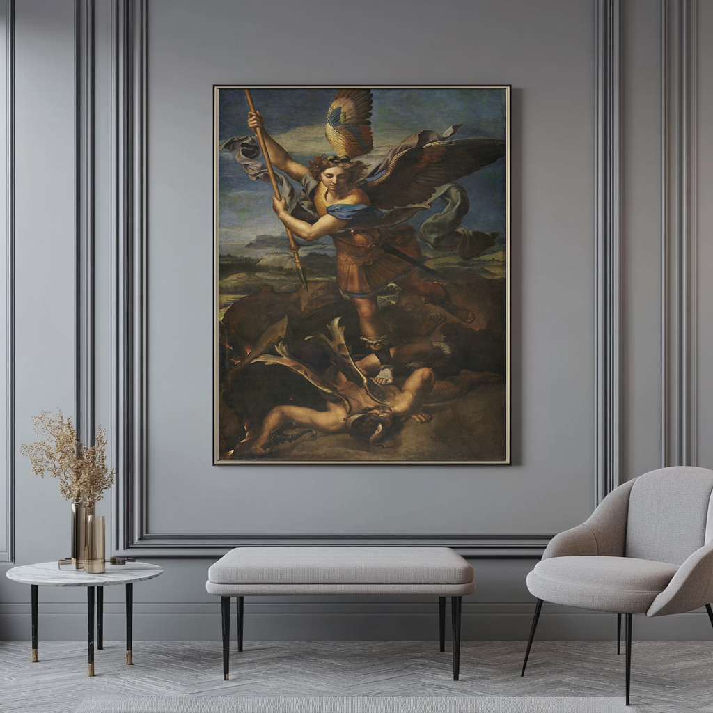 Saint Michael Vanquishing the Demon - Raphael Sanzio - Premium Canvas 430g (gallery quality)