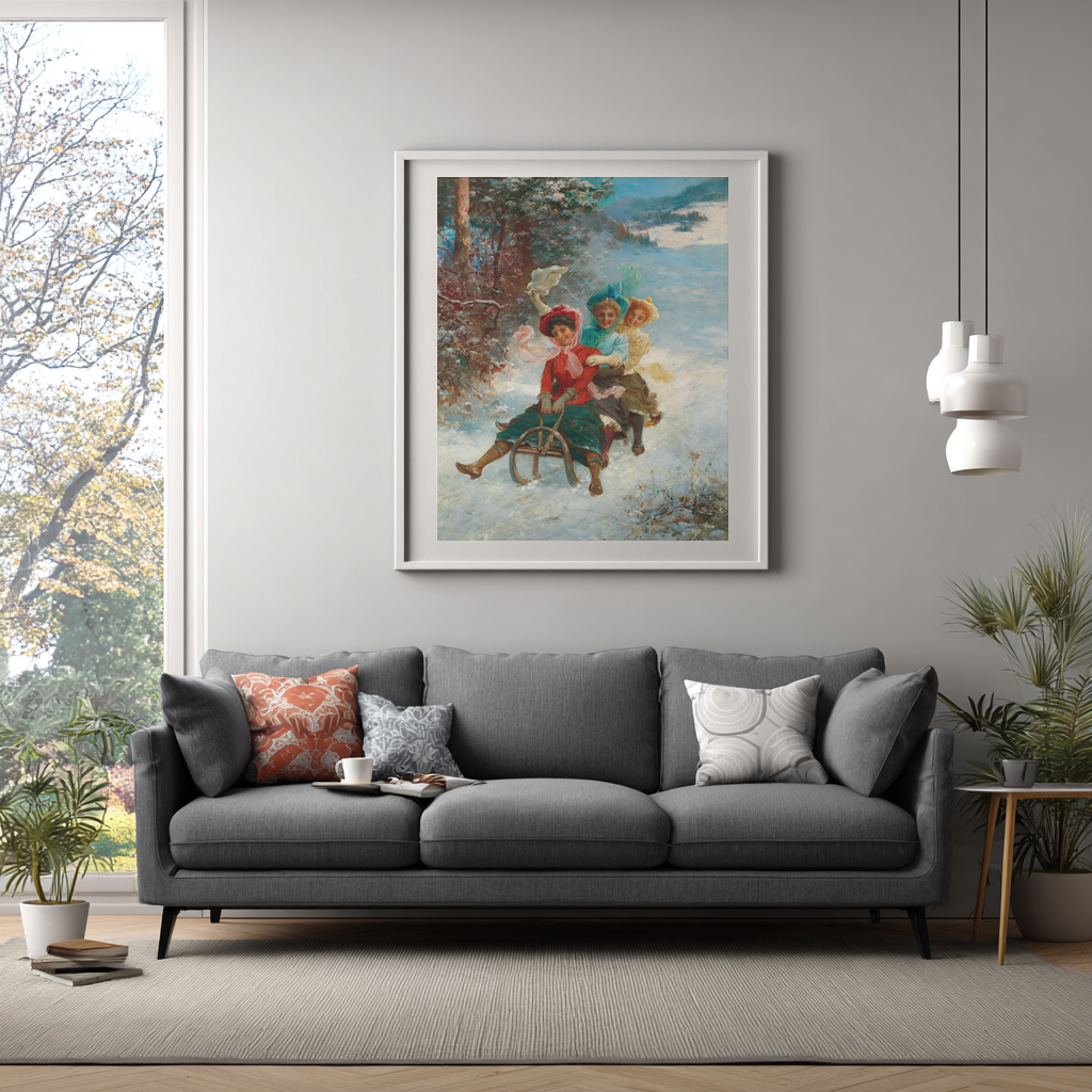 The Sleigh Ride - Hans Zatzka - Premium Canvas 430g (gallery quality)