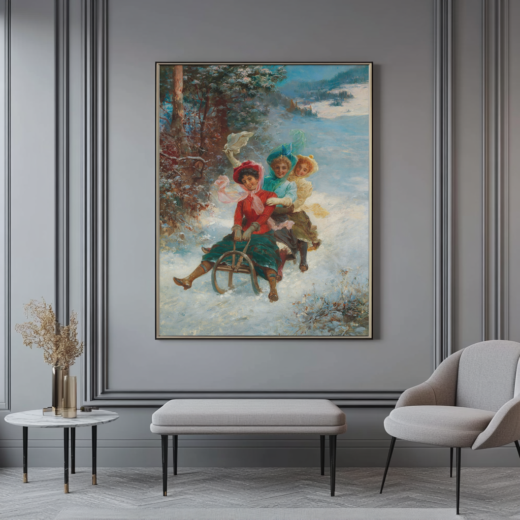 El paseo en trineo - Hans Zatzka - Lienzo premium 430g (calidad de galeria)
