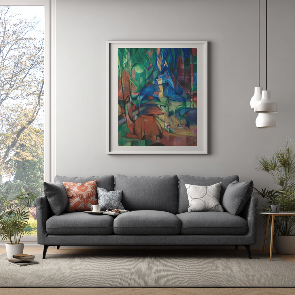 Ciervos en el bosque II -Franz Marc - Lienzo premium 430g (calidad de galeria)