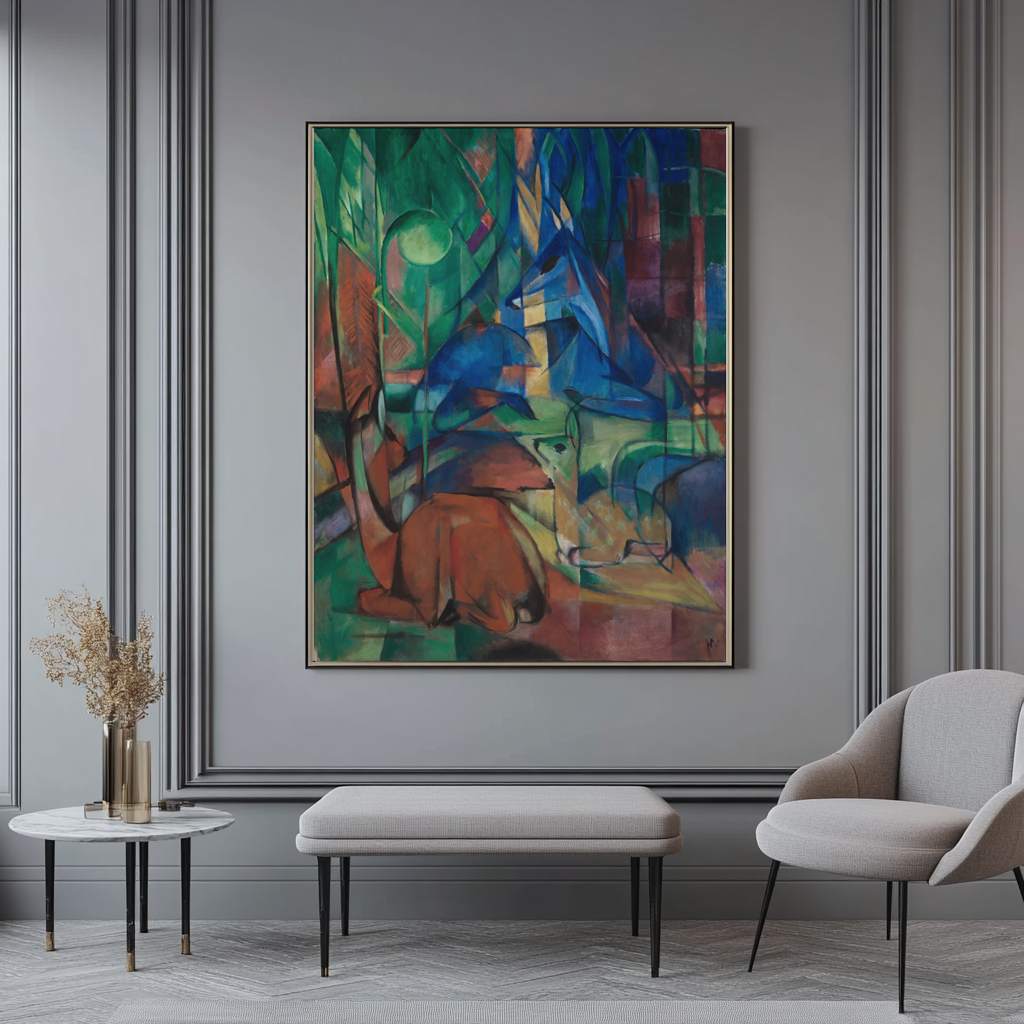 Ciervos en el bosque II -Franz Marc - Lienzo premium 430g (calidad de galeria)