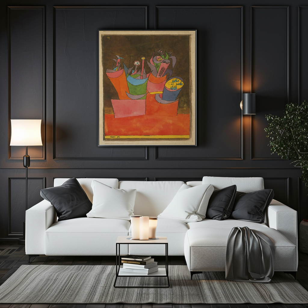 Flores en macetas -Paul Klee - Lienzo premium 430g (calidad de galeria)