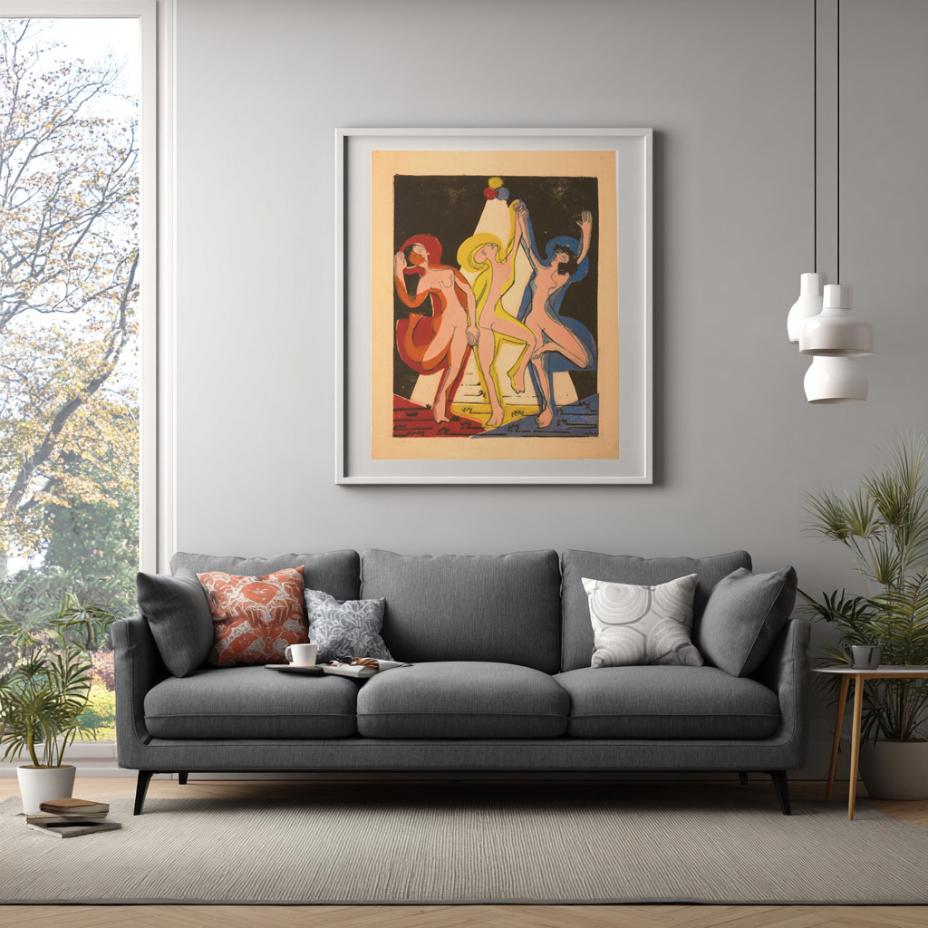 Danza de colores -Ernst Ludwig Kirchner - Lienzo premium 430g (calidad de galeria)