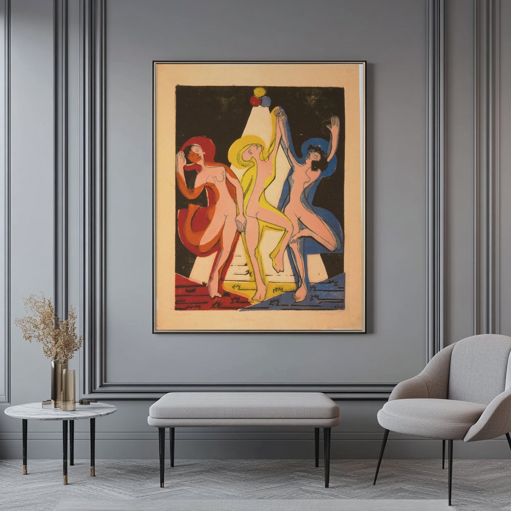 Danza de colores -Ernst Ludwig Kirchner - Lienzo premium 430g (calidad de galeria)