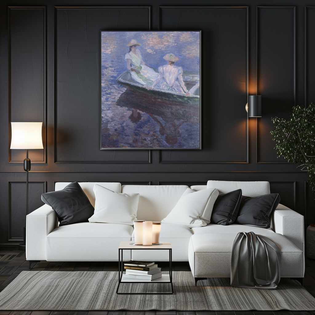 En el bote -Claude Monet - Lienzo premium 430g (calidad de galeria)
