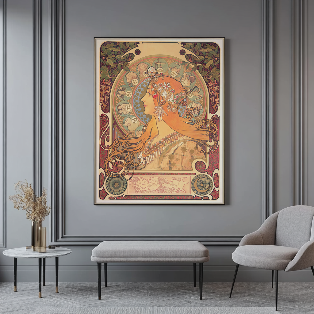 Zodiaco -Alphonse Mucha - Lienzo premium 430g (calidad de galeria)