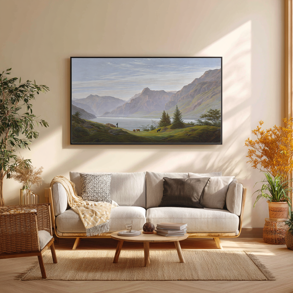 Paysage avec lac de montagne - Caspar David Friedrich - Toile premium 430g (qualité galerie)