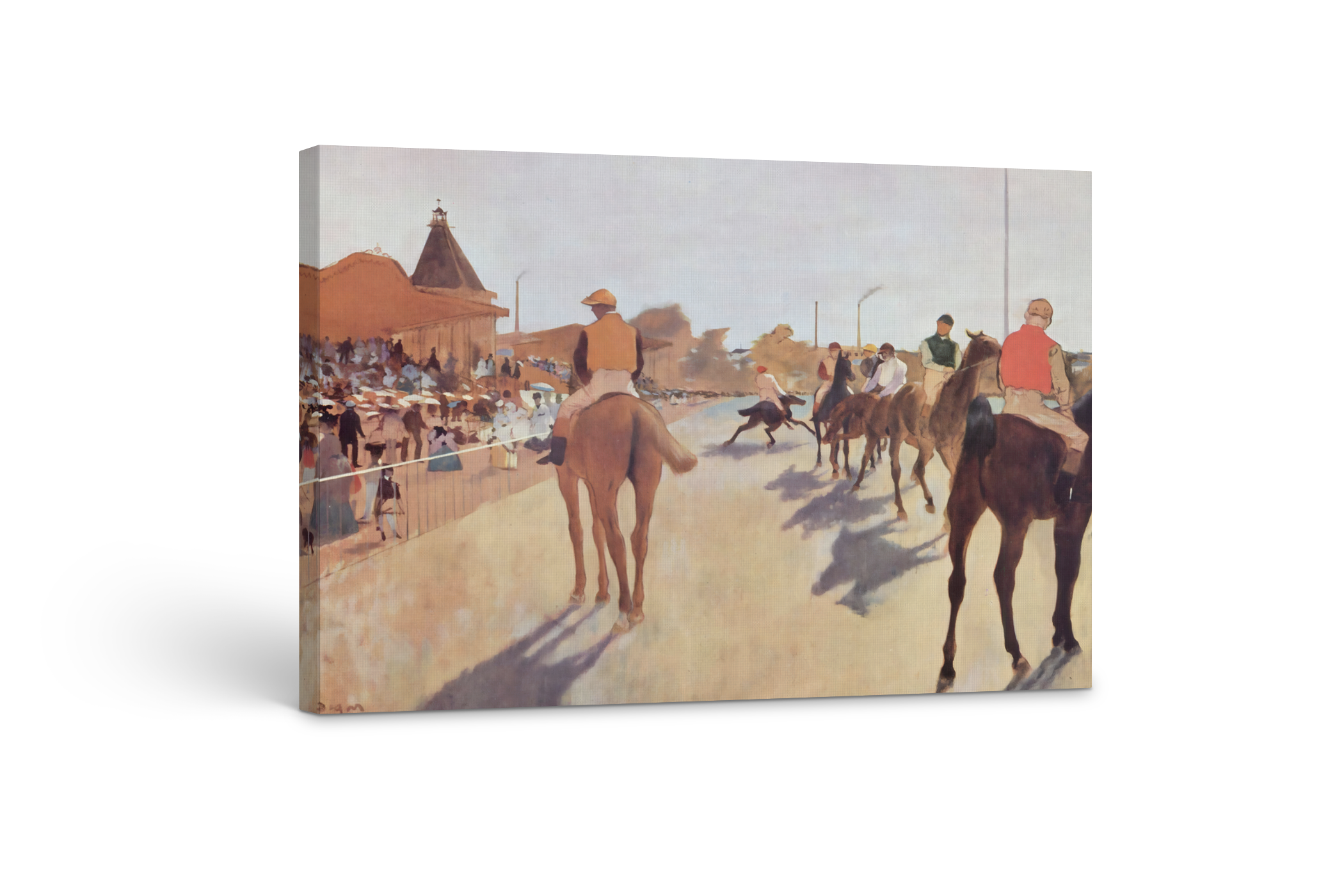 Caballos de carrera delante de las tribunas - Edgar Degas - Lienzo premium 430g (calidad de galeria)
