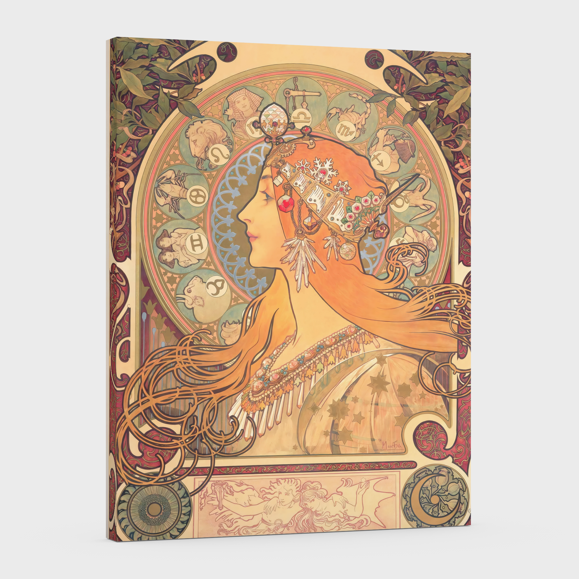Zodiaco -Alphonse Mucha - Lienzo premium 430g (calidad de galeria)