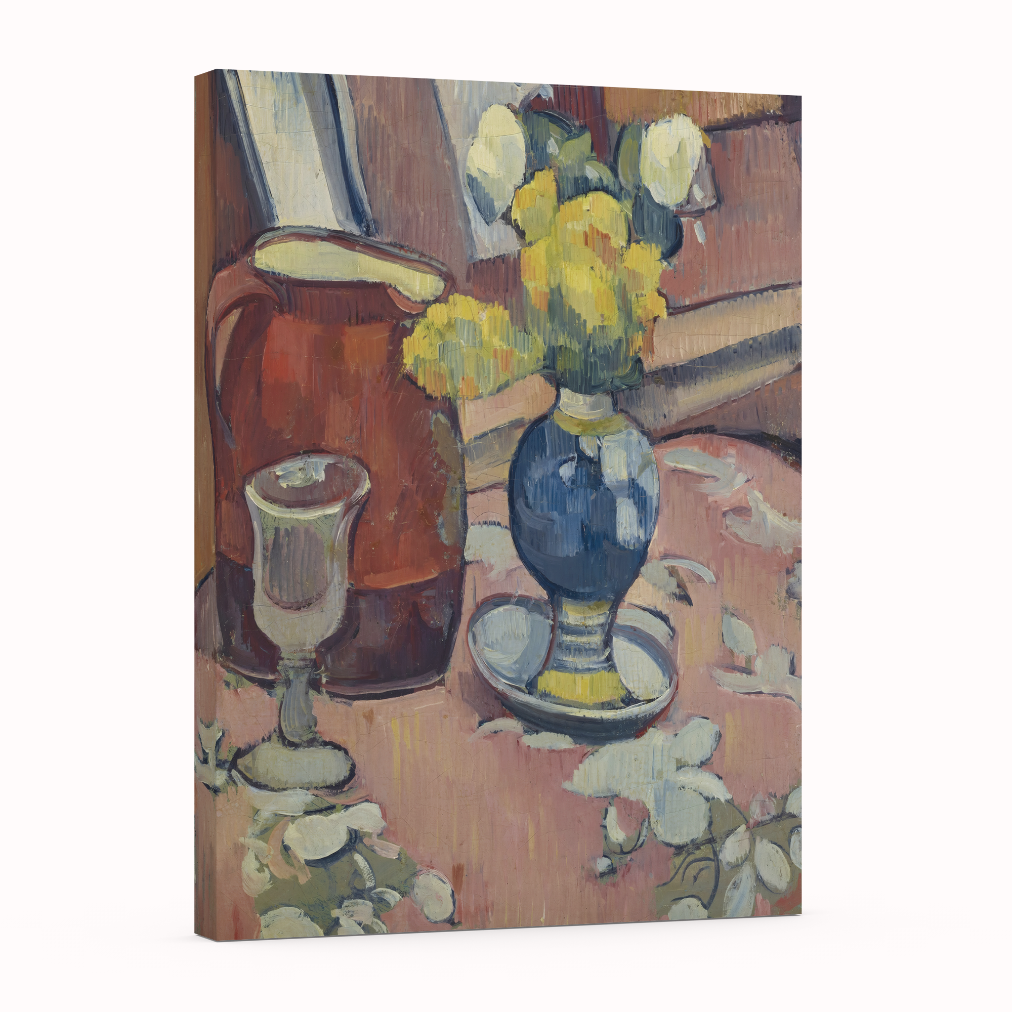 Naturaleza muerta con jarra de gres y copa - Emile Bernard - Lienzo premium 430g (calidad de galeria)