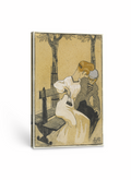 Hombre y mujer en un banco - Juan gris - Lienzo premium 430g (calidad de galeria)