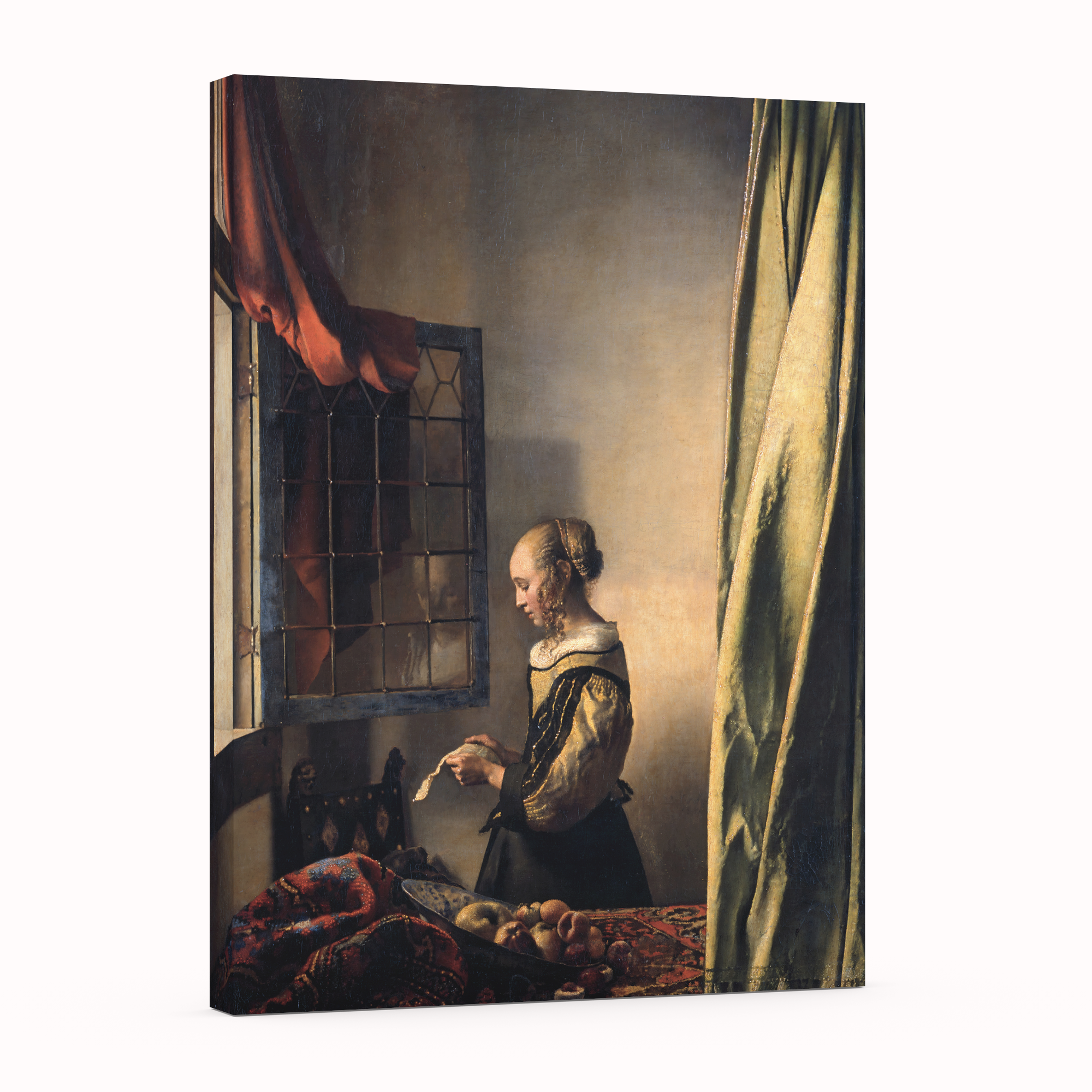 Muchacha leyendo una carta frente a la ventana abierta - Johannes Vermeer - Lienzo premium 430g (calidad de galeria)