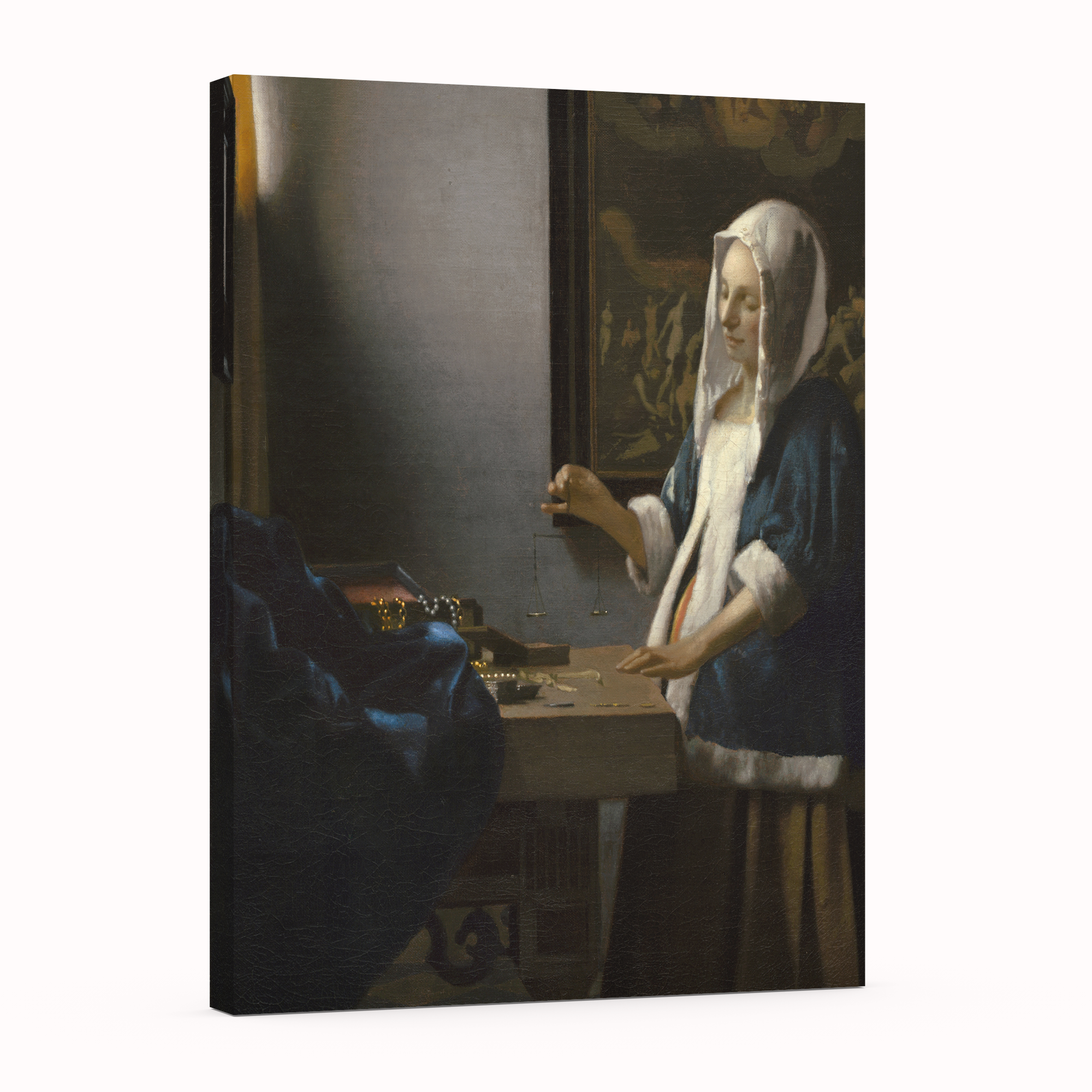 Mujer con una balanza - Johannes Vermeer - Lienzo premium 430g (calidad de galeria)
