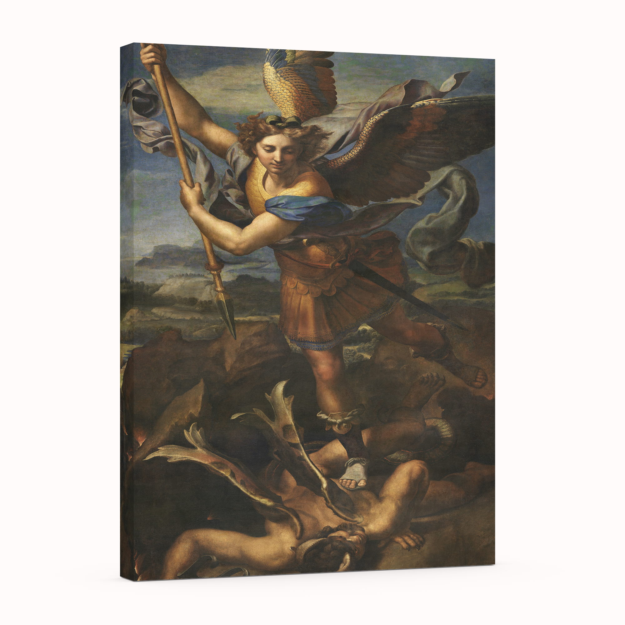 San Miguel derrotando al demonio - Rafael Sanzio - Lienzo premium 430g (calidad de galeria)