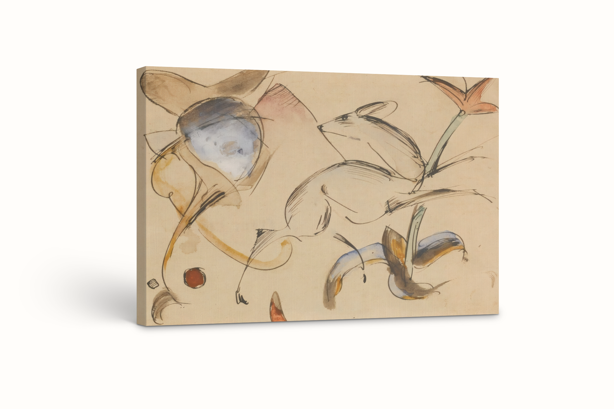 Ciervo saltando entre flores - Franz Marc - Lienzo premium 430g (calidad de galeria)